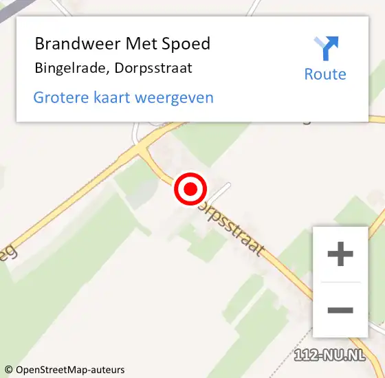 Locatie op kaart van de 112 melding: Brandweer Met Spoed Naar Bingelrade, Dorpsstraat op 25 februari 2017 12:11