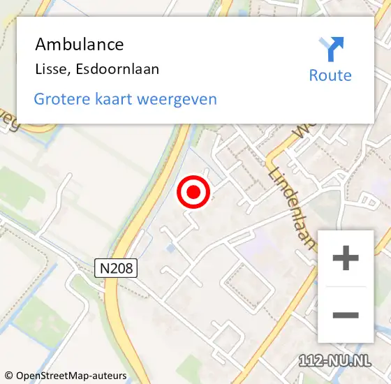 Locatie op kaart van de 112 melding: Ambulance Lisse, Esdoornlaan op 25 februari 2017 16:31