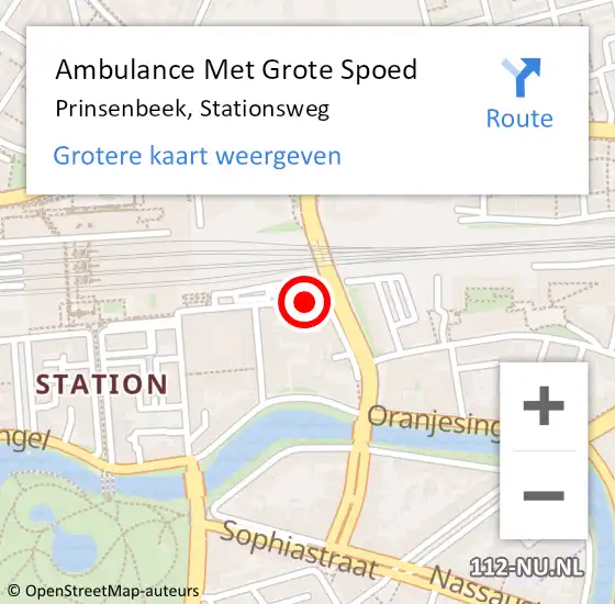 Locatie op kaart van de 112 melding: Ambulance Met Grote Spoed Naar Prinsenbeek, Stationsweg op 25 februari 2017 17:40