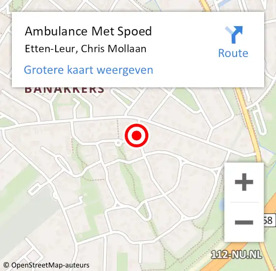 Locatie op kaart van de 112 melding: Ambulance Met Spoed Naar Etten-Leur, Chris Mollaan op 25 februari 2017 21:07