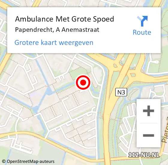 Locatie op kaart van de 112 melding: Ambulance Met Grote Spoed Naar Papendrecht, A Anemastraat op 25 februari 2017 21:43