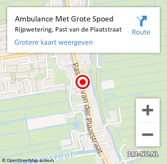 Locatie op kaart van de 112 melding: Ambulance Met Grote Spoed Naar Rijpwetering, Past van de Plaatstraat op 26 februari 2017 06:38