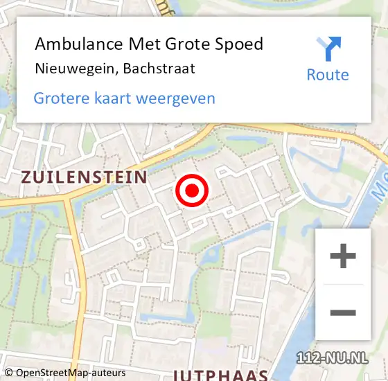 Locatie op kaart van de 112 melding: Ambulance Met Grote Spoed Naar Nieuwegein, Bachstraat op 27 februari 2017 03:31