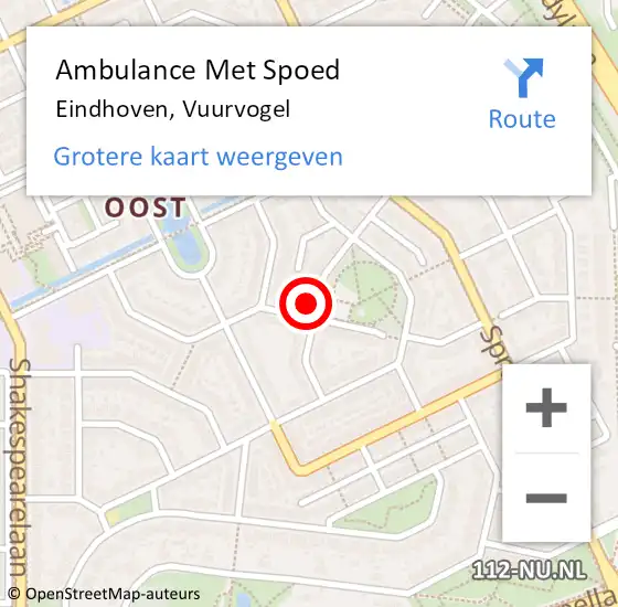 Locatie op kaart van de 112 melding: Ambulance Met Spoed Naar Eindhoven, Vuurvogel op 27 februari 2017 03:40