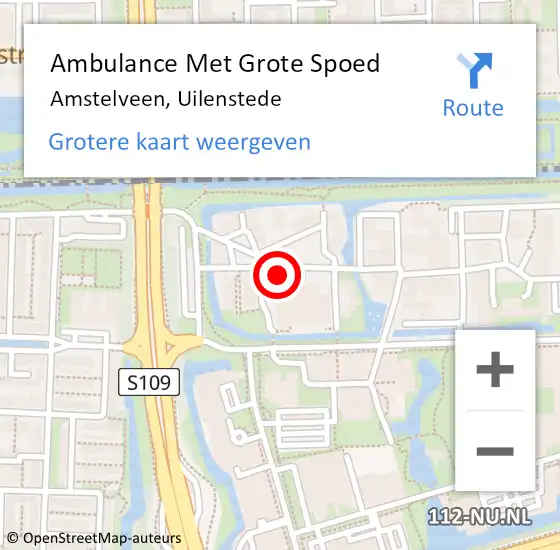 Locatie op kaart van de 112 melding: Ambulance Met Grote Spoed Naar Amstelveen, Uilenstede op 27 februari 2017 12:40