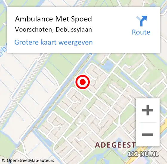 Locatie op kaart van de 112 melding: Ambulance Met Spoed Naar Voorschoten, Debussylaan op 27 februari 2017 13:46