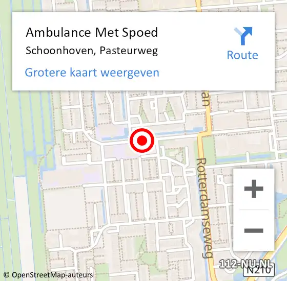 Locatie op kaart van de 112 melding: Ambulance Met Spoed Naar Schoonhoven, Pasteurweg op 28 februari 2017 15:50