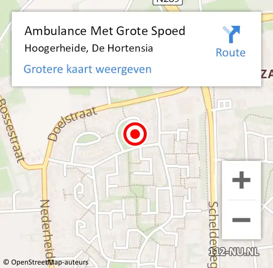 Locatie op kaart van de 112 melding: Ambulance Met Grote Spoed Naar Hoogerheide, De Hortensia op 28 februari 2017 17:46