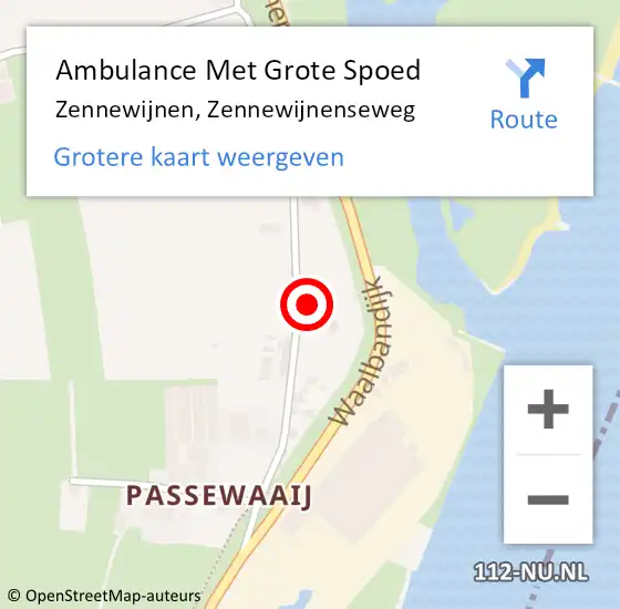 Locatie op kaart van de 112 melding: Ambulance Met Grote Spoed Naar Zennewijnen, Zennewijnenseweg op 28 februari 2017 22:43