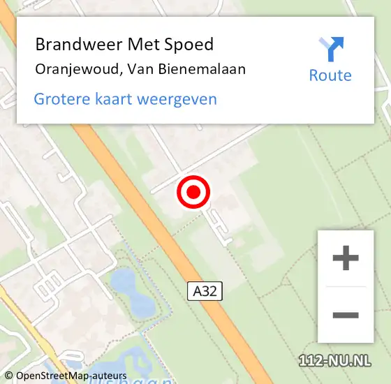 Locatie op kaart van de 112 melding: Brandweer Met Spoed Naar Oranjewoud, Van Bienemalaan op 1 maart 2017 09:16
