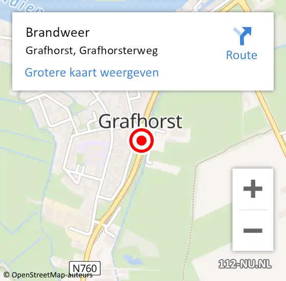 Locatie op kaart van de 112 melding: Brandweer Grafhorst, Grafhorsterweg op 1 maart 2017 09:31