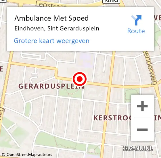 Locatie op kaart van de 112 melding: Ambulance Met Spoed Naar Eindhoven, Sint Gerardusplein op 1 maart 2017 11:23