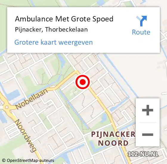 Locatie op kaart van de 112 melding: Ambulance Met Grote Spoed Naar Pijnacker, Thorbeckelaan op 1 maart 2017 11:24