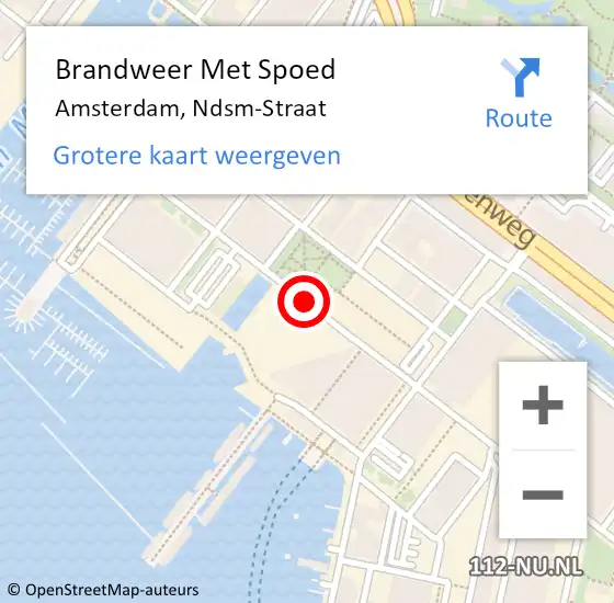 Locatie op kaart van de 112 melding: Brandweer Met Spoed Naar Amsterdam, Ndsm-Straat op 1 maart 2017 12:19