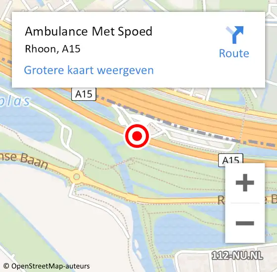 Locatie op kaart van de 112 melding: Ambulance Met Spoed Naar Rhoon, A15 op 1 maart 2017 22:22