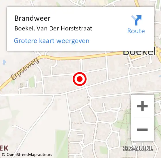 Locatie op kaart van de 112 melding: Brandweer Boekel, Van Der Horststraat op 1 maart 2017 23:26