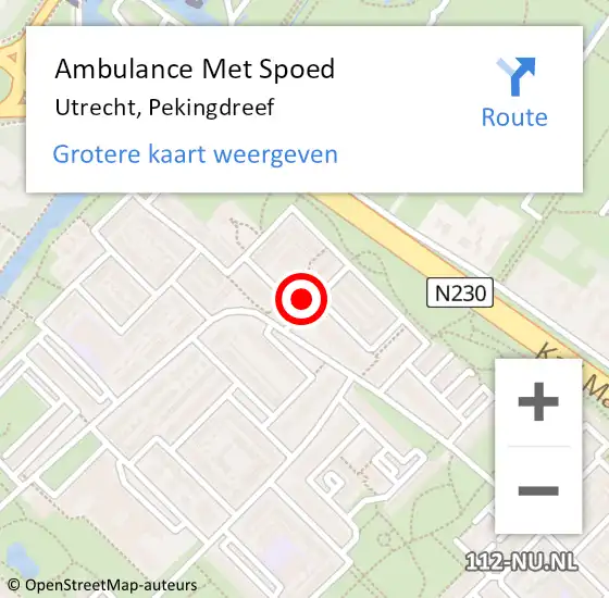 Locatie op kaart van de 112 melding: Ambulance Met Spoed Naar Utrecht, Pekingdreef op 1 maart 2017 23:32