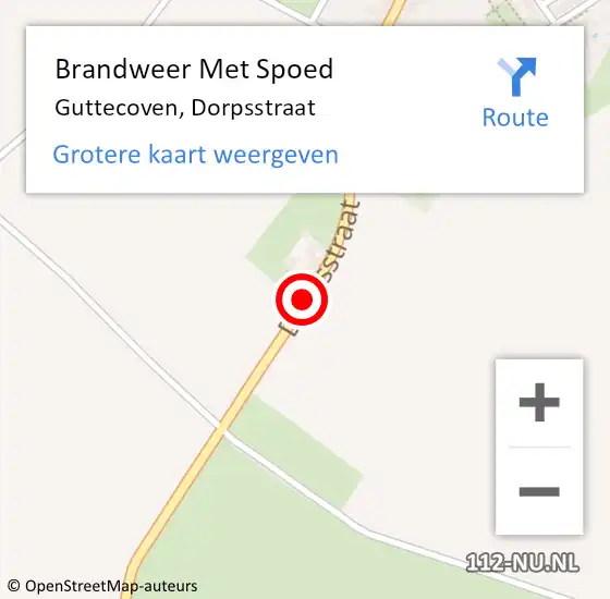 Locatie op kaart van de 112 melding: Brandweer Met Spoed Naar Guttecoven, Dorpsstraat op 2 maart 2017 05:22
