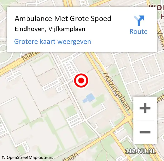 Locatie op kaart van de 112 melding: Ambulance Met Grote Spoed Naar Eindhoven, Vijfkamplaan op 2 maart 2017 12:39