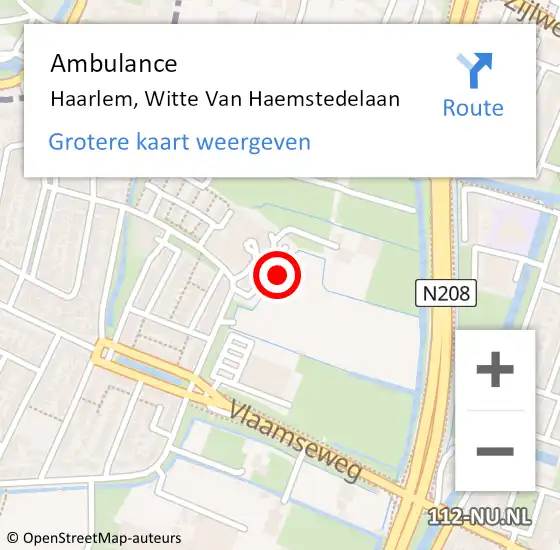 Locatie op kaart van de 112 melding: Ambulance Haarlem, Witte Van Haemstedelaan op 2 maart 2017 15:29