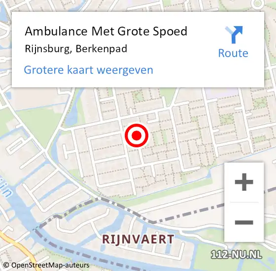 Locatie op kaart van de 112 melding: Ambulance Met Grote Spoed Naar Rijnsburg, Berkenpad op 3 maart 2017 08:48