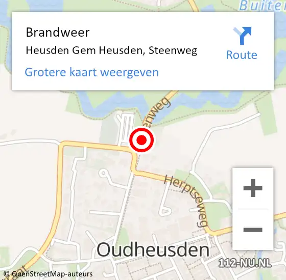 Locatie op kaart van de 112 melding: Brandweer Heusden Gem Heusden, Steenweg op 13 januari 2014 00:27