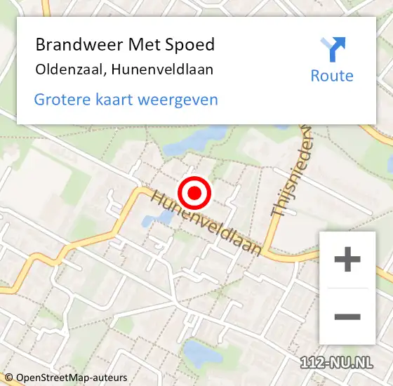 Locatie op kaart van de 112 melding: Brandweer Met Spoed Naar Oldenzaal, Hunenveldlaan op 4 maart 2017 04:43
