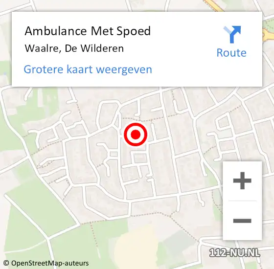 Locatie op kaart van de 112 melding: Ambulance Met Spoed Naar Waalre, De Wilderen op 4 maart 2017 09:29