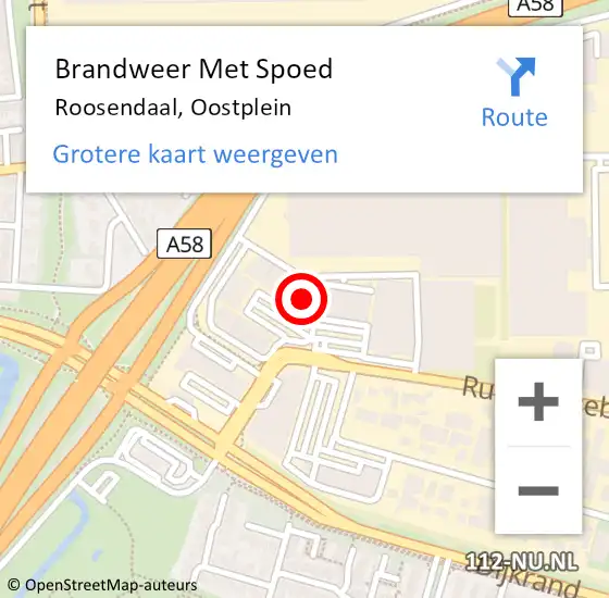 Locatie op kaart van de 112 melding: Brandweer Met Spoed Naar Roosendaal, Oostplein op 4 maart 2017 11:07