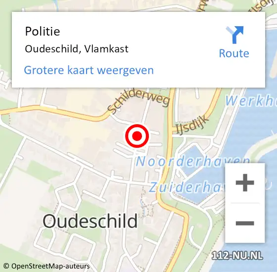 Locatie op kaart van de 112 melding: Politie Oudeschild, Vlamkast op 4 maart 2017 14:47