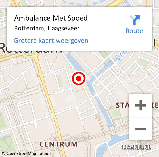 Locatie op kaart van de 112 melding: Ambulance Met Spoed Naar Rotterdam, Haagseveer op 4 maart 2017 15:12