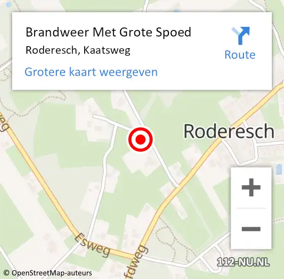 Locatie op kaart van de 112 melding: Brandweer Met Grote Spoed Naar Roderesch, Kaatsweg op 4 maart 2017 16:00