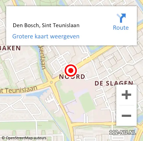Locatie op kaart van de 112 melding:  Den Bosch, Sint Teunislaan op 4 maart 2017 17:59