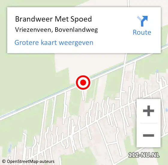 Locatie op kaart van de 112 melding: Brandweer Met Spoed Naar Vriezenveen, Bovenlandweg op 5 maart 2017 07:27