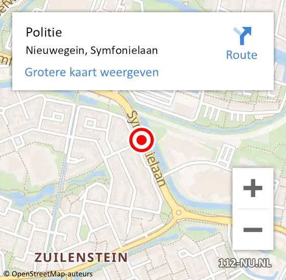 Locatie op kaart van de 112 melding: Politie Nieuwegein, Symfonielaan op 5 maart 2017 08:23