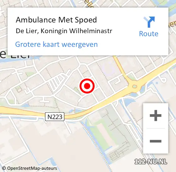 Locatie op kaart van de 112 melding: Ambulance Met Spoed Naar De Lier, Koningin Wilhelminastr op 5 maart 2017 10:49