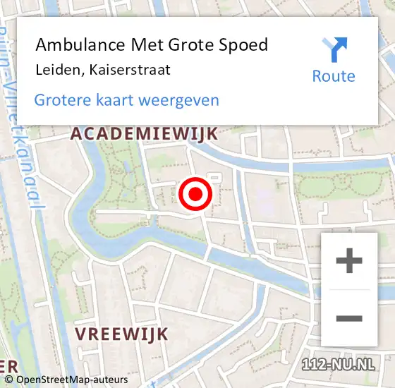 Locatie op kaart van de 112 melding: Ambulance Met Grote Spoed Naar Leiden, Kaiserstraat op 5 maart 2017 14:32