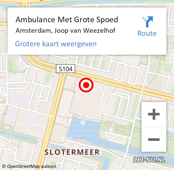 Locatie op kaart van de 112 melding: Ambulance Met Grote Spoed Naar Amsterdam, Joop van Weezelhof op 5 maart 2017 17:04
