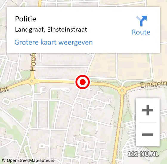 Locatie op kaart van de 112 melding: Politie Landgraaf, Einsteinstraat op 6 maart 2017 06:00