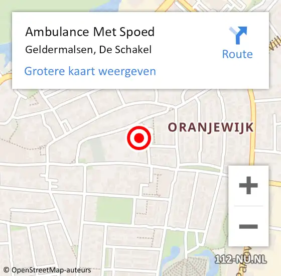 Locatie op kaart van de 112 melding: Ambulance Met Spoed Naar Geldermalsen, De Schakel op 6 maart 2017 13:22