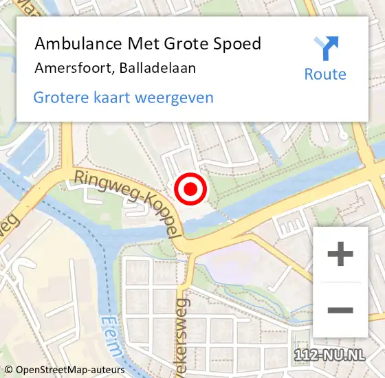 Locatie op kaart van de 112 melding: Ambulance Met Grote Spoed Naar Amersfoort, Balladelaan op 6 maart 2017 15:02