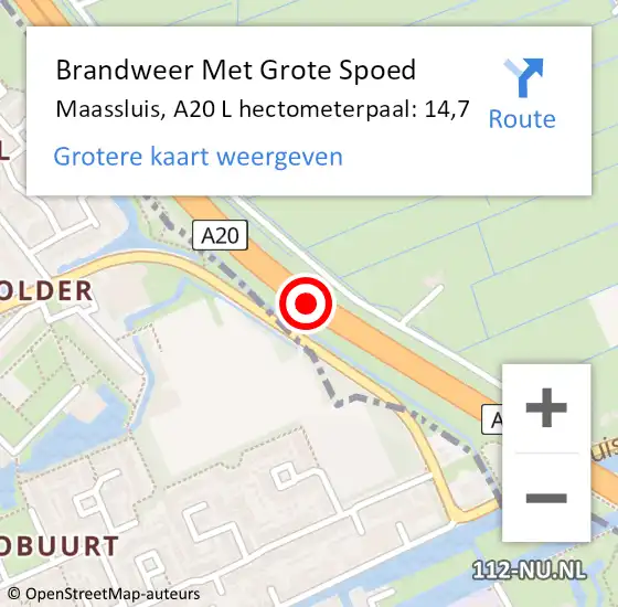 Locatie op kaart van de 112 melding: Brandweer Met Grote Spoed Naar Maassluis, A20 L hectometerpaal: 11,5 op 6 maart 2017 16:11