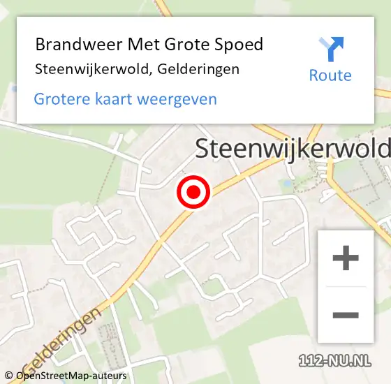 Locatie op kaart van de 112 melding: Brandweer Met Grote Spoed Naar Steenwijkerwold, Gelderingen op 6 maart 2017 17:05