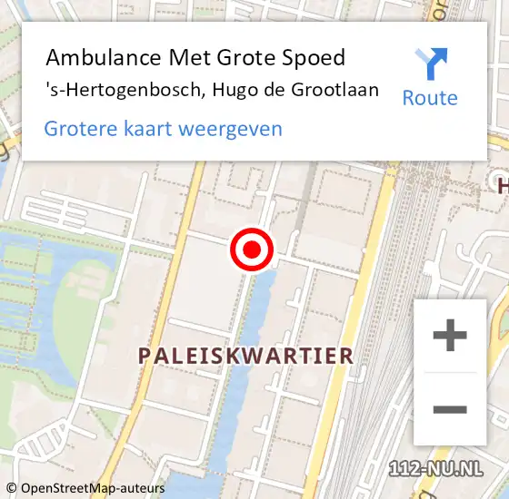 Locatie op kaart van de 112 melding: Ambulance Met Grote Spoed Naar 's-Hertogenbosch, Hugo De Grootlaan op 13 januari 2014 10:22