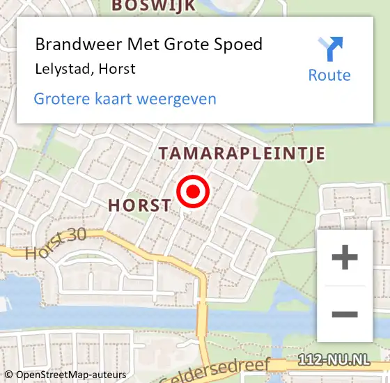 Locatie op kaart van de 112 melding: Brandweer Met Grote Spoed Naar Lelystad, Horst op 7 maart 2017 02:48