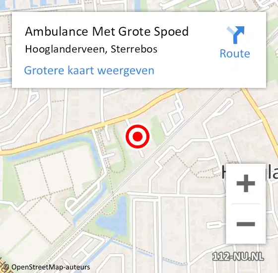 Locatie op kaart van de 112 melding: Ambulance Met Grote Spoed Naar Hooglanderveen, Sterrebos op 7 maart 2017 08:58