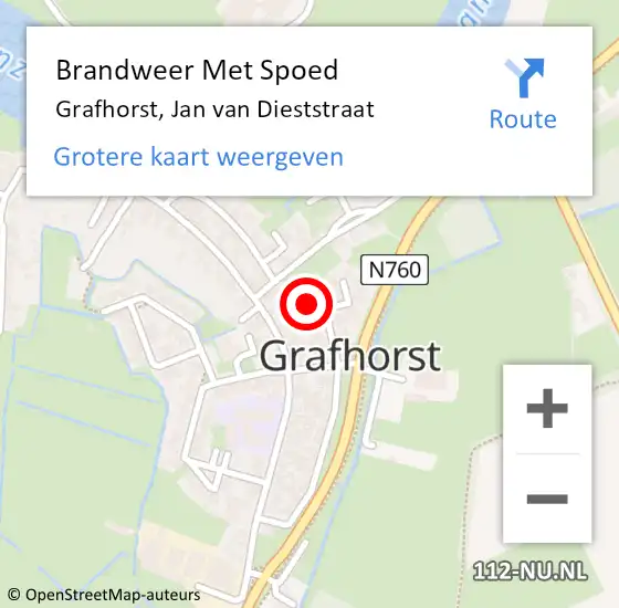 Locatie op kaart van de 112 melding: Brandweer Met Spoed Naar Grafhorst, Jan van Dieststraat op 7 maart 2017 17:42