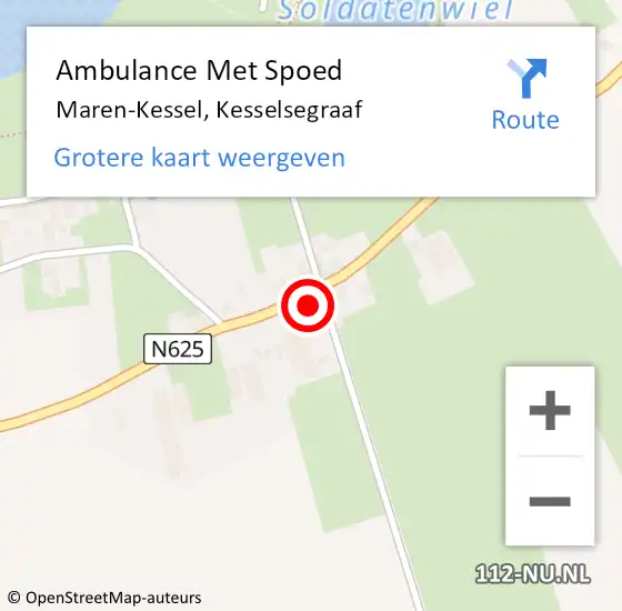 Locatie op kaart van de 112 melding: Ambulance Met Spoed Naar Maren-Kessel, Kesselsegraaf op 7 maart 2017 21:53
