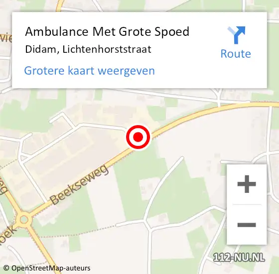 Locatie op kaart van de 112 melding: Ambulance Met Grote Spoed Naar Didam, Lichtenhorststraat op 8 maart 2017 14:48