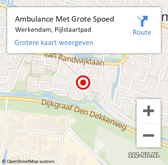 Locatie op kaart van de 112 melding: Ambulance Met Grote Spoed Naar Werkendam, Pijlstaartpad op 8 maart 2017 15:18